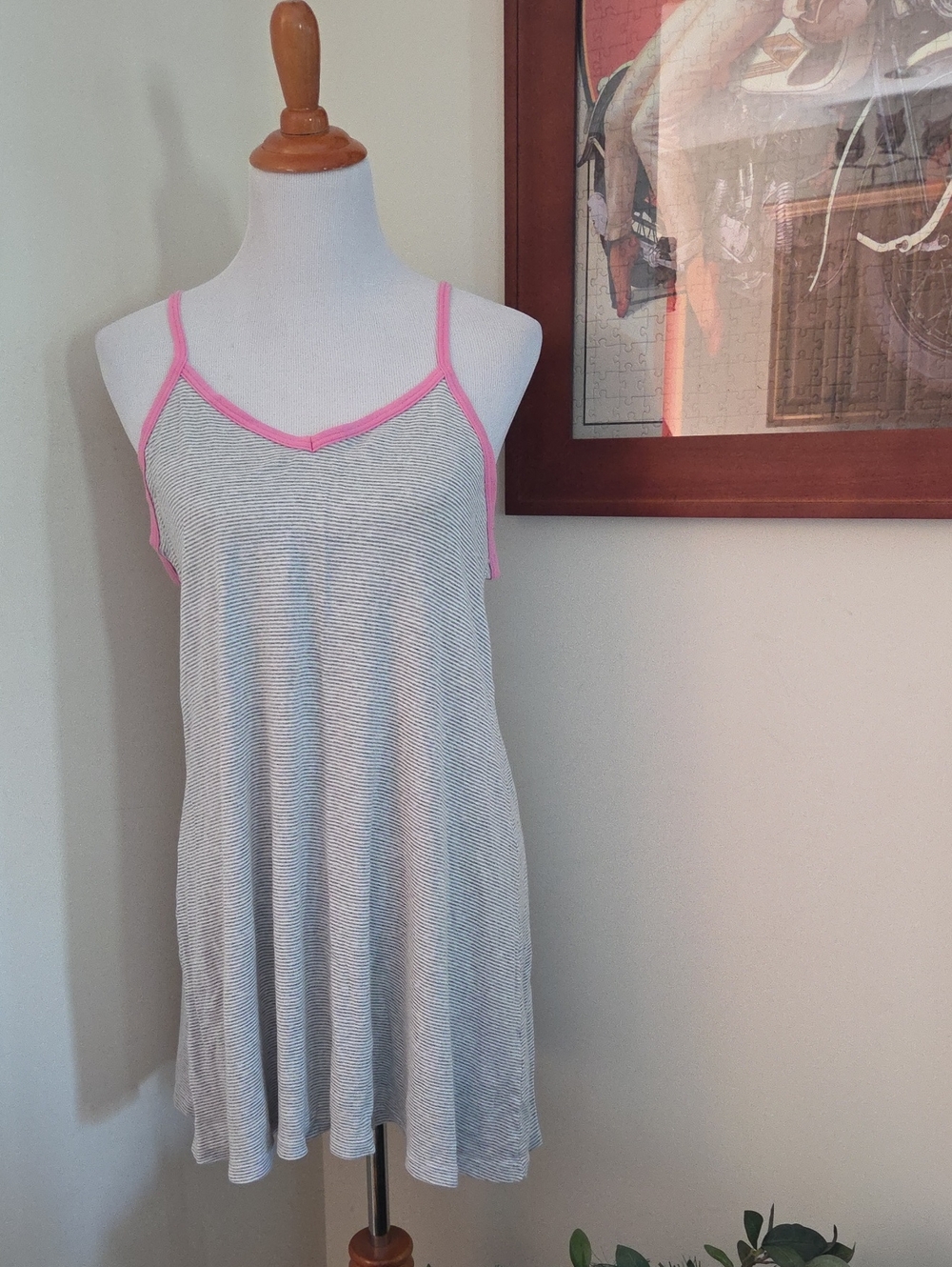 PINK Victoria's Secret Gray & Pink Striped Tank Top